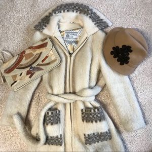 Vtg Icewool NORDIC Icelandic Fairisle W Clutch